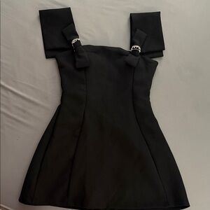 Elegant Black Dress with Bow Accents